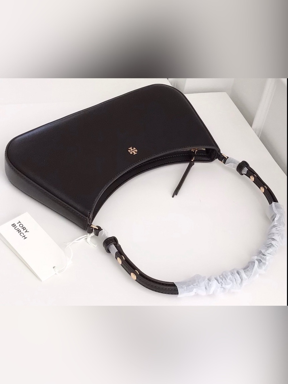 Tory Burch Rory Shoulder Bag Textured Leather Warm Mahogany NEW